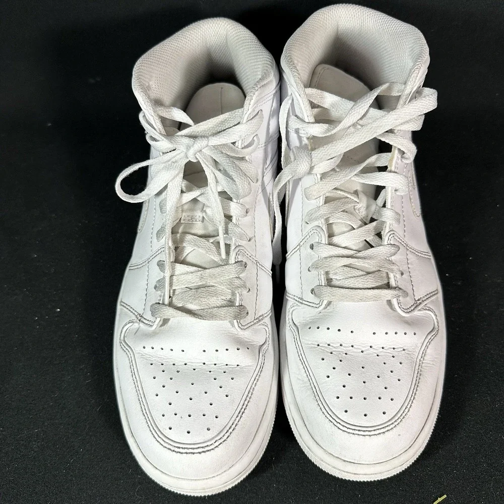 Air Jordan 1 Mid Triple White Leather Mid Top Mens Size 10